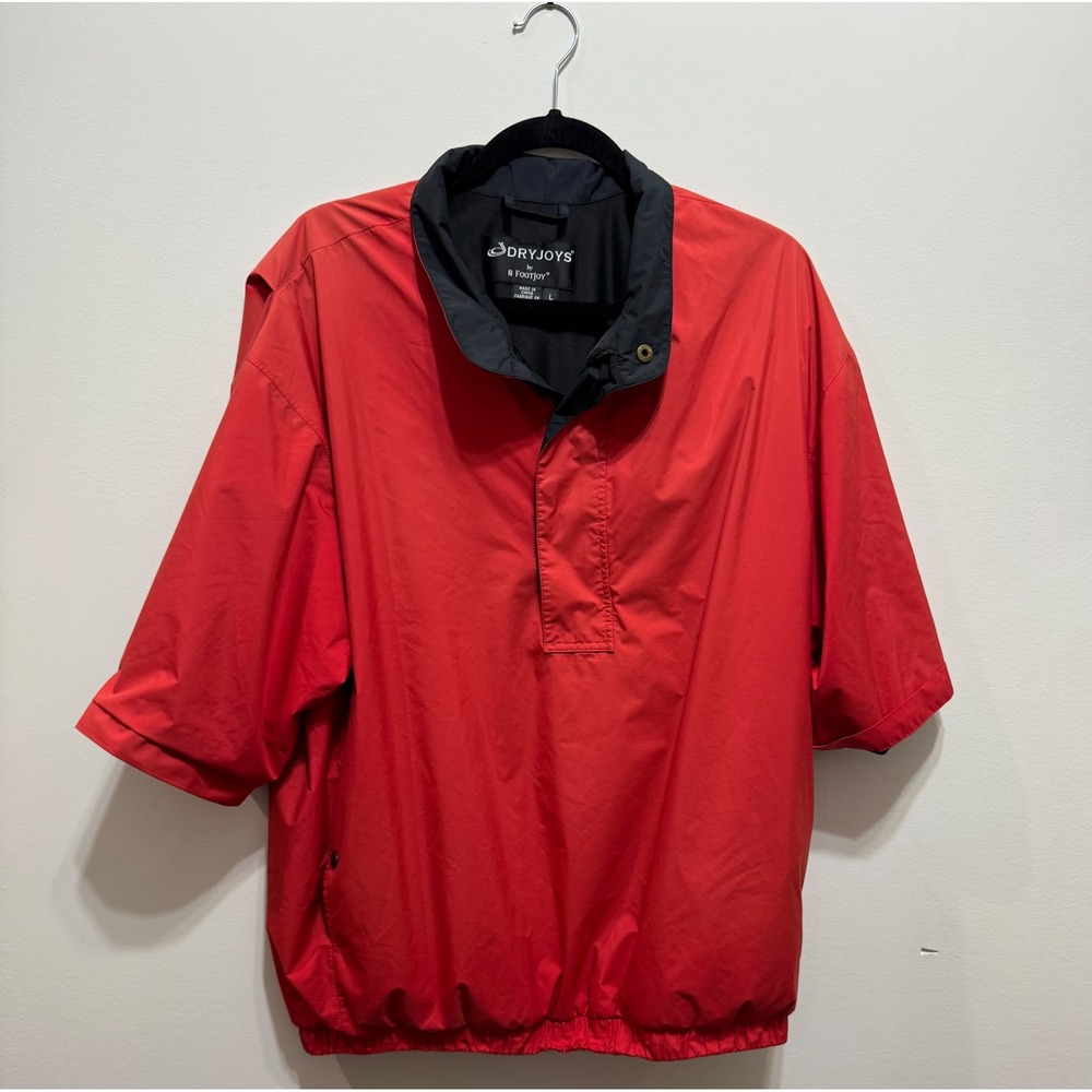 FootJoy DryJoys Mens Large Red Short Sleeve Golf Windshirt Pullover Jacket
